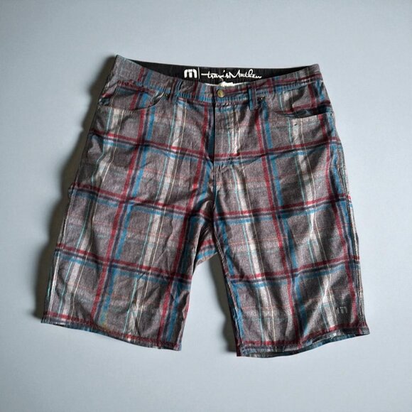 TRAVIS MATHEW Men's Gray Plaid Shorts Size 34 - Picture 1 of 9